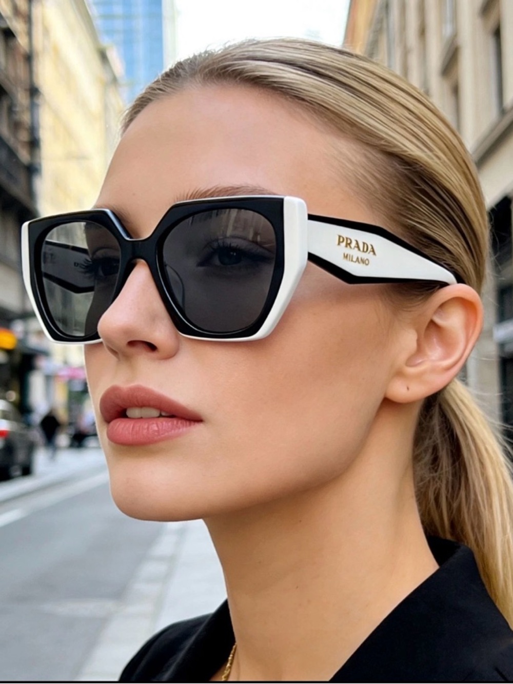 Prada 15WS 15 09Q5S0 black talc sunglasses NIB